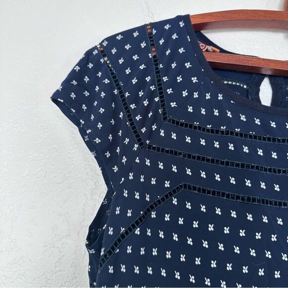Tory Burch Navy Blue Patterned Women's Dress Size M - Picture 3 of 8